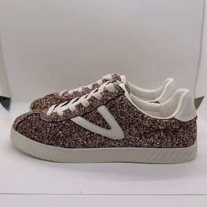 Tretorn Camden Pink / White Glitter Sneakers.  Size 9.5 Good Condition